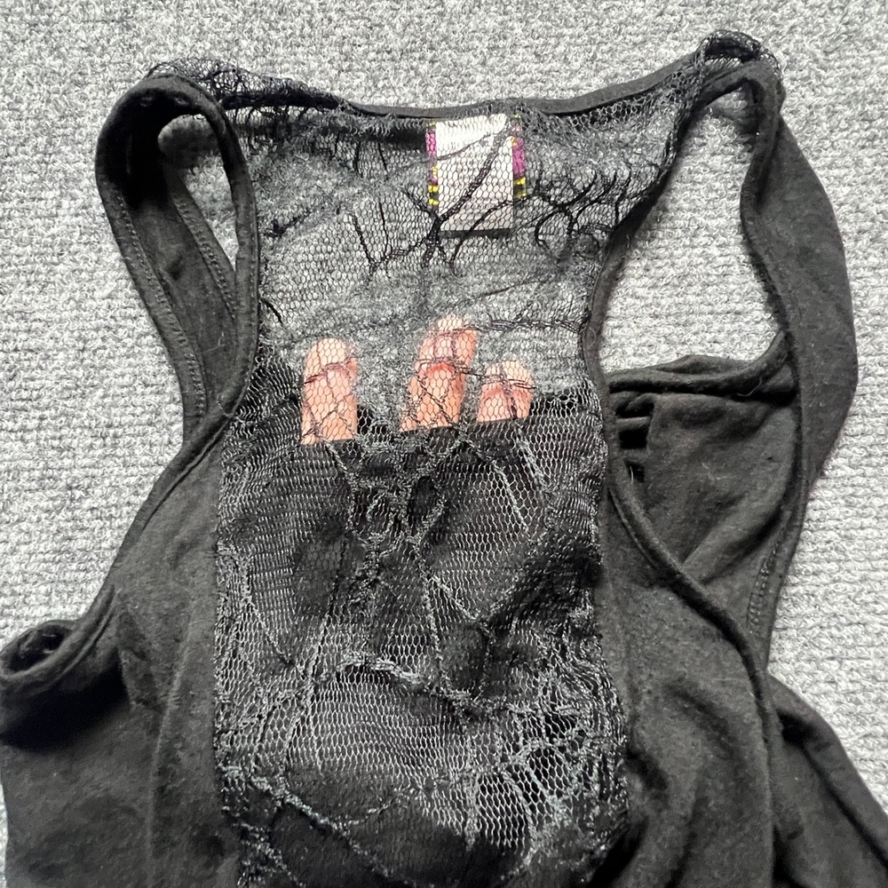 Disney Hocus Pocus Amuck Tank Top Lace Spiderweb Back Small Black - Picture 9 of 10